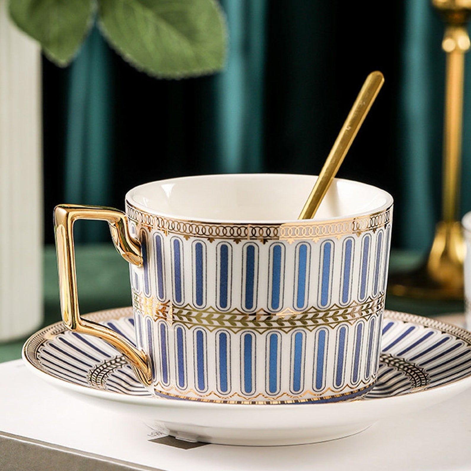 Conjunto de chá de cerâmica estilo britânico 15 Peças